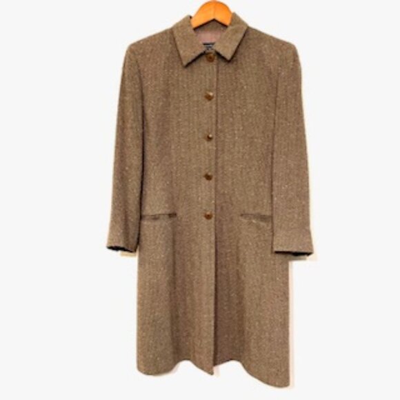 EMANUEL UNGARO Brown Tweed Wool Coat for Women - Picture 1 of 8